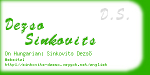 dezso sinkovits business card