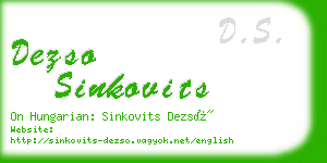 dezso sinkovits business card